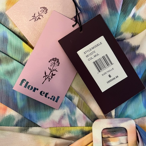 Flor Et.Al floral buckle mini-dress - Sz 6 NWT - Picture 6 of 9